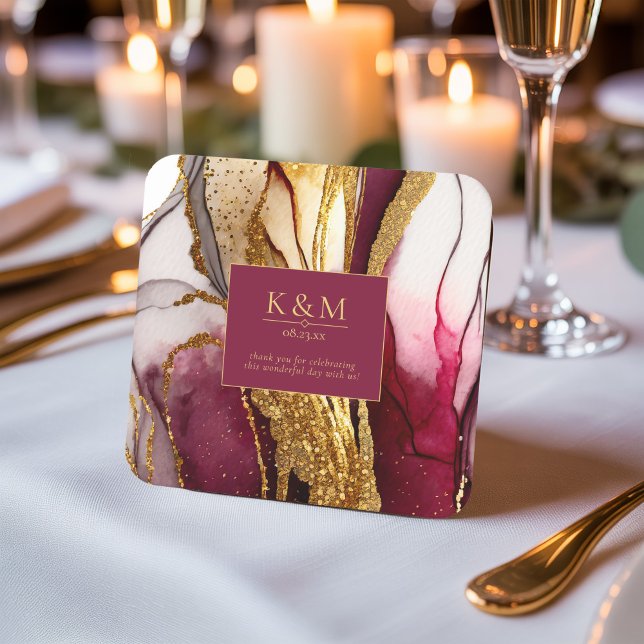 Abstract Sparkling Wedding Wine Red ID1018 Square Paper Coaster (Creator Uploaded)