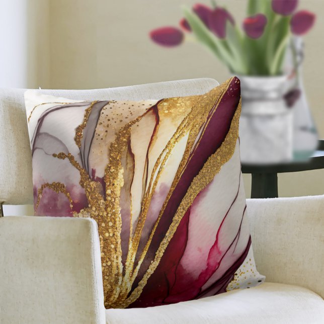 Abstract Sparkling Wine Red ID1018 Throw Pillow (Creator Uploaded)