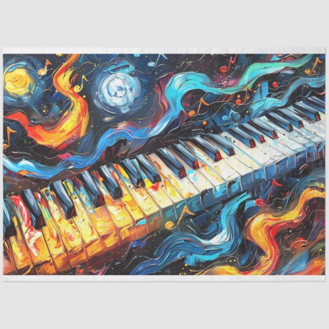 Abstract Spectrum Piano Painting Decoupage Tissue Paper (Front)