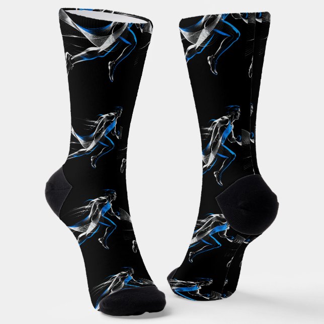 Abstract Speed Runner Athletic Motion Art Design Socks (Angled)