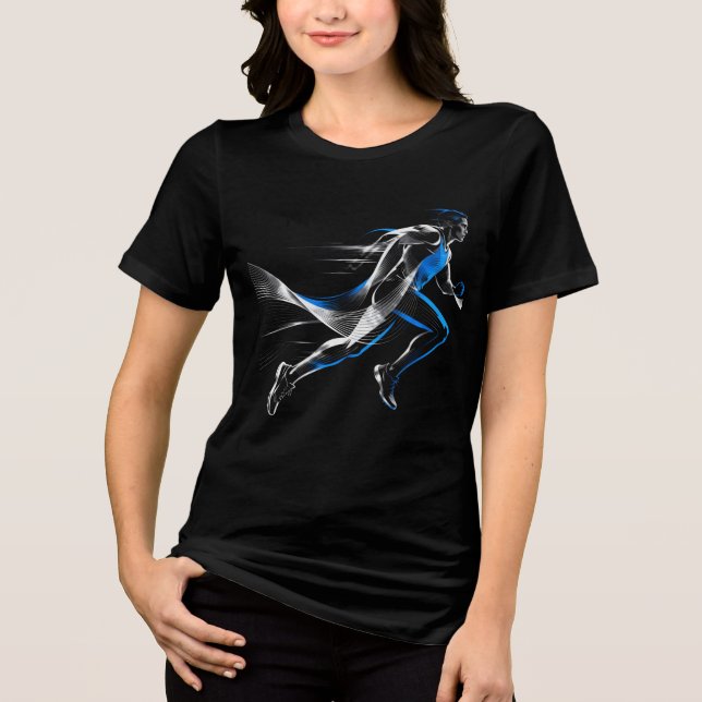 Abstract Speed Runner Athletic Motion Art Design Tri-Blend Shirt (Front)