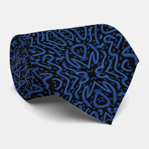 Abstract Spiny Crest Spiked In Blue Colors Pattern Tie