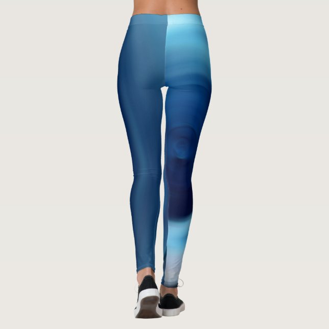 Abstract Spiral Blue Gradient Digital Art Leggings (Back)