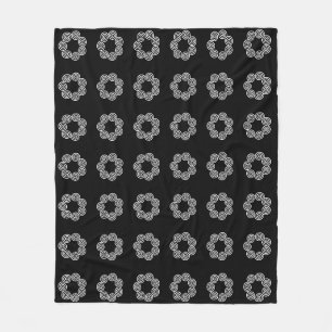 Abstract Spiral Circle Pattern on Black Fleece Blanket