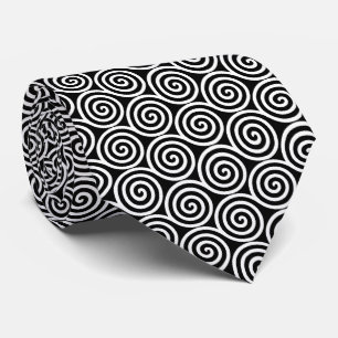 Abstract Spiral Circles in Black & White Neck Tie