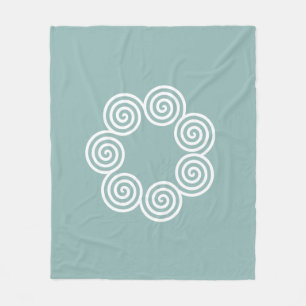 Abstract Spiral Circles in Silvery Blue & White Fleece Blanket
