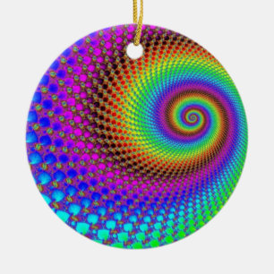 Abstract Spiral Fractal Ceramic Ornament