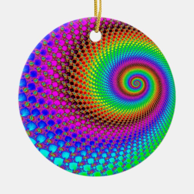 Abstract Spiral Fractal Ceramic Ornament (Front)