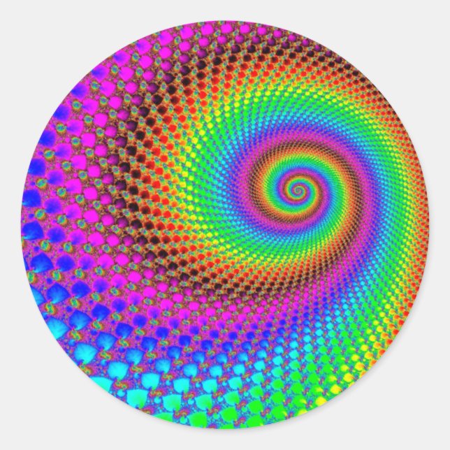 Abstract Spiral Fractal Classic Round Sticker (Front)