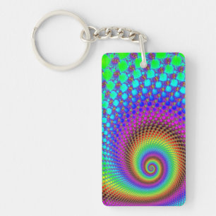 Abstract Spiral Fractal Keychain