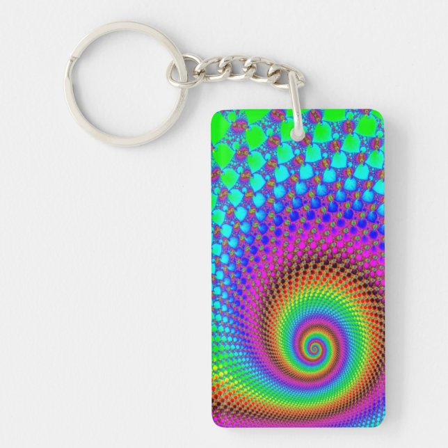 Abstract Spiral Fractal Keychain (Front)