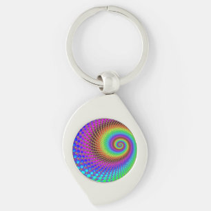 Abstract Spiral Fractal Keychain