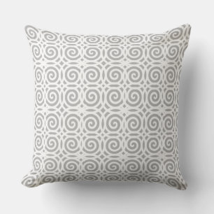 Abstract Spiral Geometric Pattern in Grey & White Throw Pillow