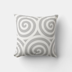 Abstract Spiral Geometric Shape in Grey & White Throw Pillow