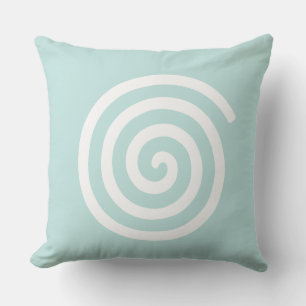 Abstract Spiral in Light Blue & White Throw Pillow