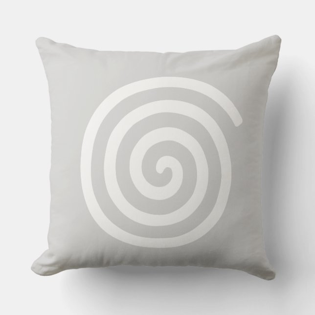 Abstract Spiral in Light Grey & White Throw Pillow (Front)