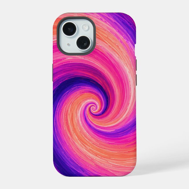 Abstract Spiral Paint Swirl Pattern iPhone 15 Case (Back)
