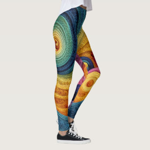 Abstract Spiral Pattern Colorful 3D Swirl Texture Leggings