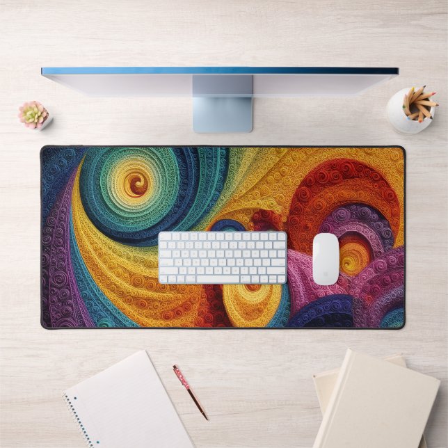Abstract Spiral Pattern Colourful 3D Swirl Texture Desk Mat (Office 1)