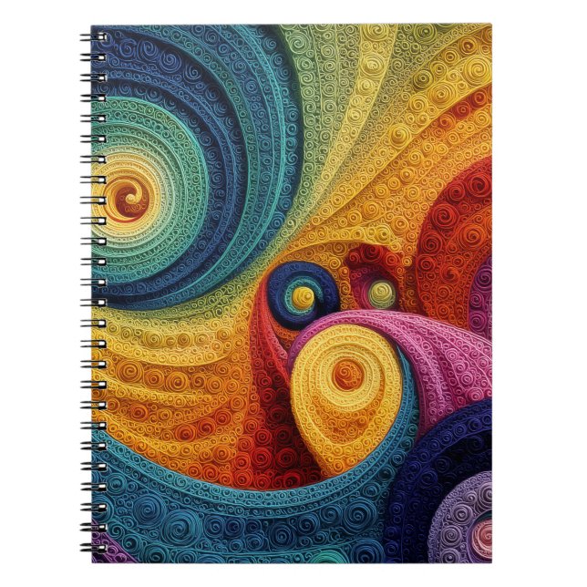 Abstract Spiral Pattern Colourful 3D Swirl Texture Notebook (Front)