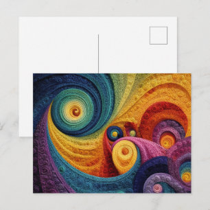 Abstract Spiral Pattern Colourful 3D Swirl Texture Postcard