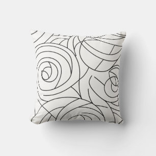 Abstract Spiral Pattern - Modern Black and White Throw Pillow