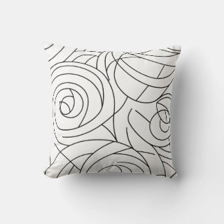 Abstract Spiral Pattern - Modern Black and White Throw Pillow