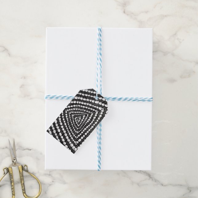 Abstract Spiral Pen and Ink Design Gift Tag (With Twine)