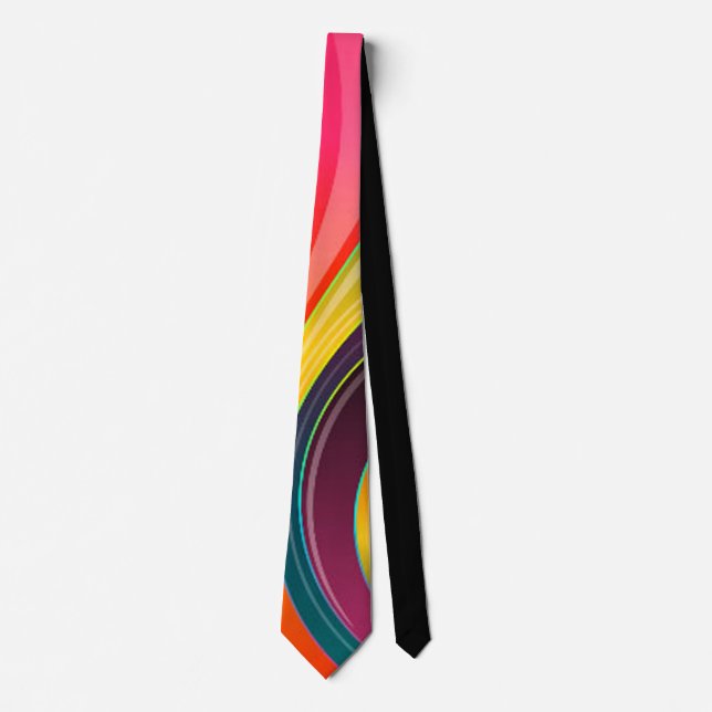 Abstract spiral rainbow colourful design tie (Front)