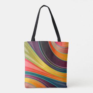 Abstract spiral rainbow colourful design tote bag