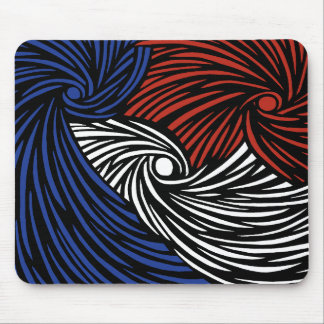 Abstract Spirals - Blue, White and Red Mouse Pad