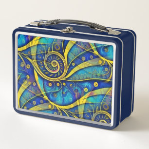 Abstract Spirals of Energy - seamless pattern 1 Metal Lunch Box