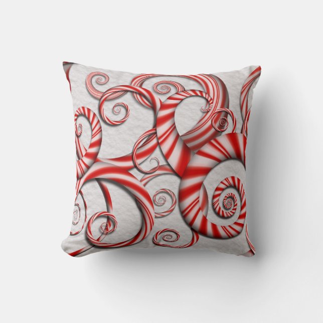 Abstract - Spirals - Peppermint Dreams Throw Pillow (Front)