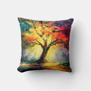Abstract Spiritual Nature Tree of Life Throw Pillow
