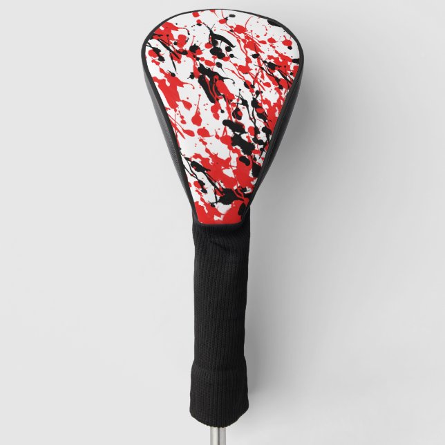 Abstract Splash and Drip Red and Black Golf Head Cover (Front)