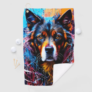 Abstract splash colour dog golf towel