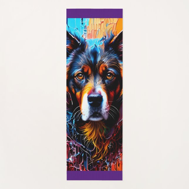Abstract splash colour dog   yoga mat (Front)