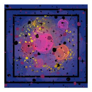 Abstract splashes of starry sky design poster