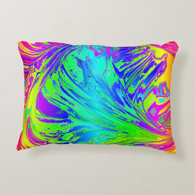 Abstract Splashing Rainbow Liquid Accent Pillow (Back)