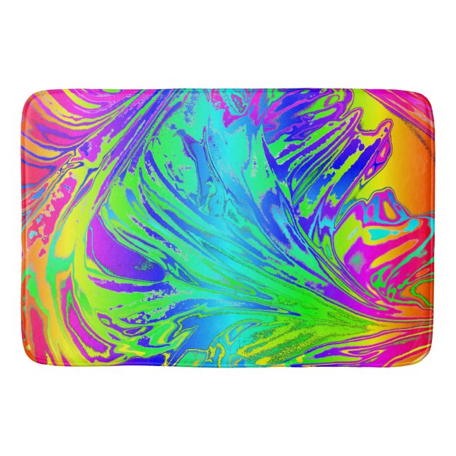 Abstract Splashing Rainbow Liquid Bath Mat (Front)