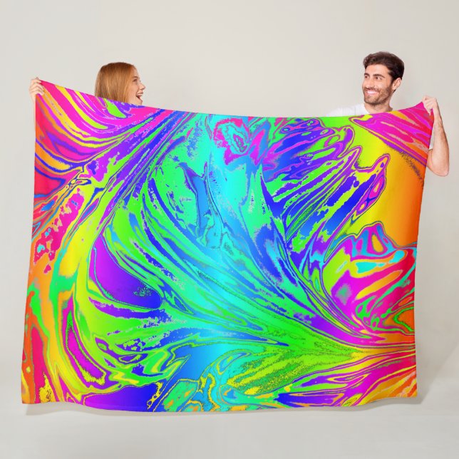Abstract Splashing Rainbow Liquid Fleece Blanket (In Situ)