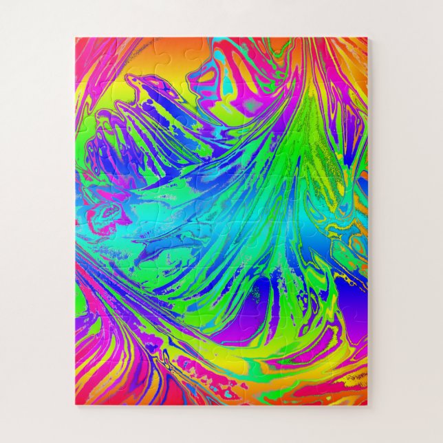 Abstract Splashing Rainbow Liquid Jigsaw Puzzle (Vertical)