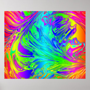 Abstract Splashing Rainbow Liquid Poster