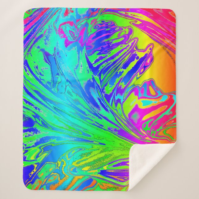 Abstract Splashing Rainbow Liquid Sherpa Blanket (Front)