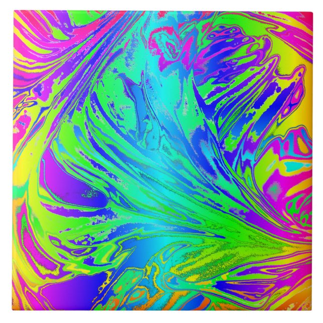 Abstract Splashing Rainbow Liquid Tile (Front)