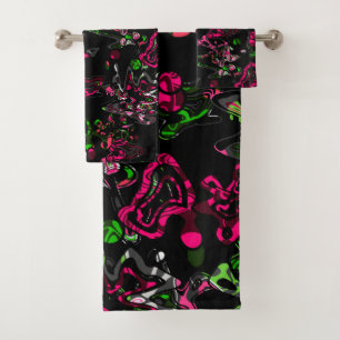 Abstract splatter brush modern stylishly fashionab bath towel set