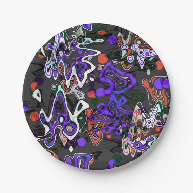 Abstract splatter brush modern stylishly fashionab paper plate (Front)