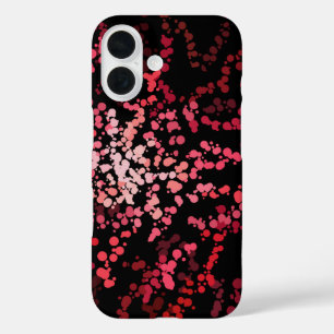 Abstract Splatter Dots Of Pinks And Reds Pattern iPhone 16 Case
