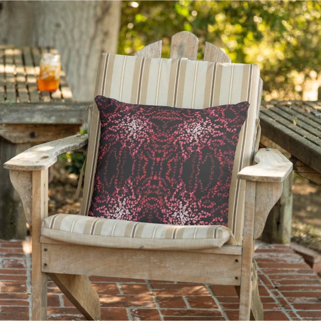 Abstract Splatter Dots Of Pinks And Reds Pattern Outdoor Pillow (Chair)