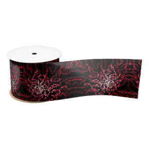 Abstract Splatter Dots Of Pinks And Reds Pattern Satin Ribbon